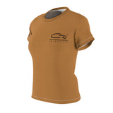 Women's-Basic CRI T-shirt with flag on sleeve Polyester, Light Brown