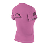 Women's-Basic CRI T-shirt with flag on sleeve Polyester, Pink