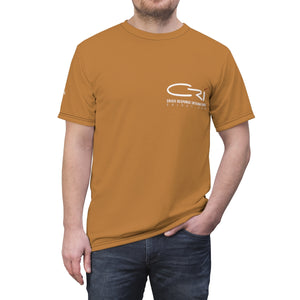Men's Hurricane Laura Louisiana 2020- CRI shirt with Flag on sleeve-Light Brown